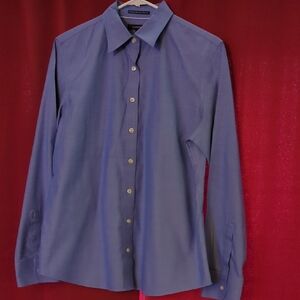 Lands' End Blue Dress Shirt Classic Button-Down